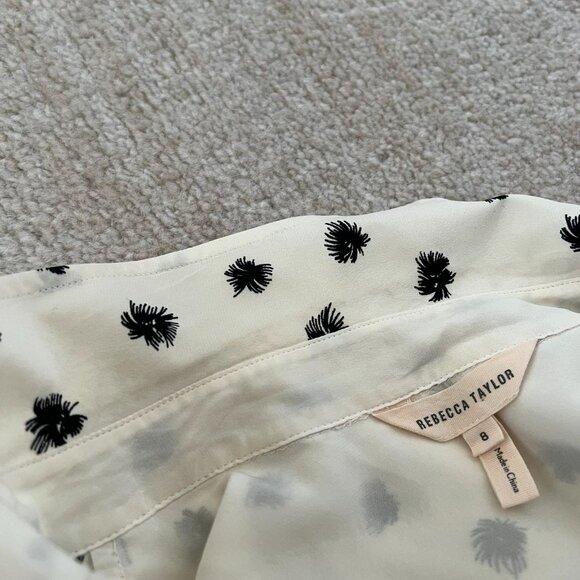 Rebecca Taylor Silk Button Up Printed Blouse Top 8 - Picture 8 of 10